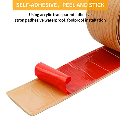 Greymond 10Ft Pvc Self Adhesive Floor Transition Strip, 1.57" Floor Flat Edge Trim Strip, Transition Laminate Floor Cover Strip For Threshold (Yellow Oak Grain) #TOP1
