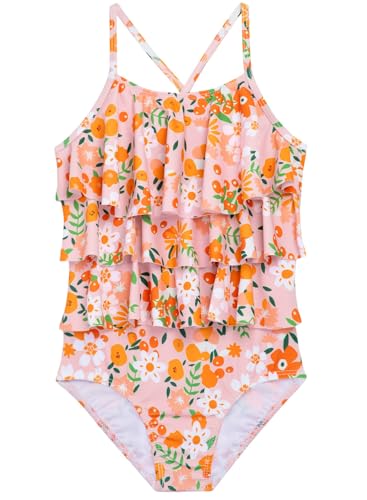 Image of Girls One Piece Swimsuits Cute Ruffles Swimming Bathing Suit with Adjustable Straps Beach Pool Kids Swimwear 3T-12