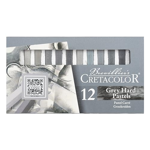 Preisvergleich Produktbild CRETACOLOR Grey Hard Pastels, Graukreiden, 12 Stück, hohe Pigmentierung und Lichtechtheit, vermischbar, mit Wasser vermalbar