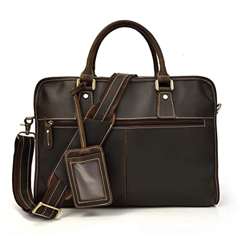 Men Briefcase Bag Genuine Cow Leather 15'' Laptop Business Totes Crazy Horse Leather Large Messenger Document Bag2