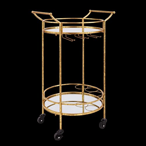 Linon Round Metal And Mirror Bar Cart In Gold #TOP7