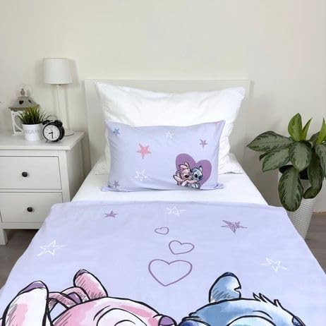 Jerry Fabrics Lilo und Stitch Baby lila Wende Bettwäsche Kopfkissen Bettdecke Set 100x135cm Kleinkind