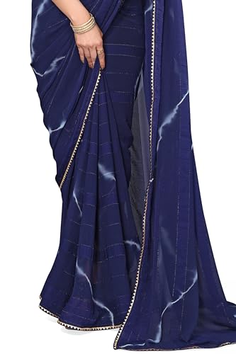 Image of MIRCHI FASHION Women Saree Shibori Print Chiffon | Elegant Festive and Functional Sari for All-Day Comfort with Matching Blouse