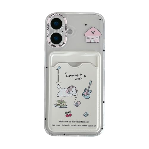 Étui portefeuille iPhone Air FLIRACON transparent souple au motif chat et cerise mignon