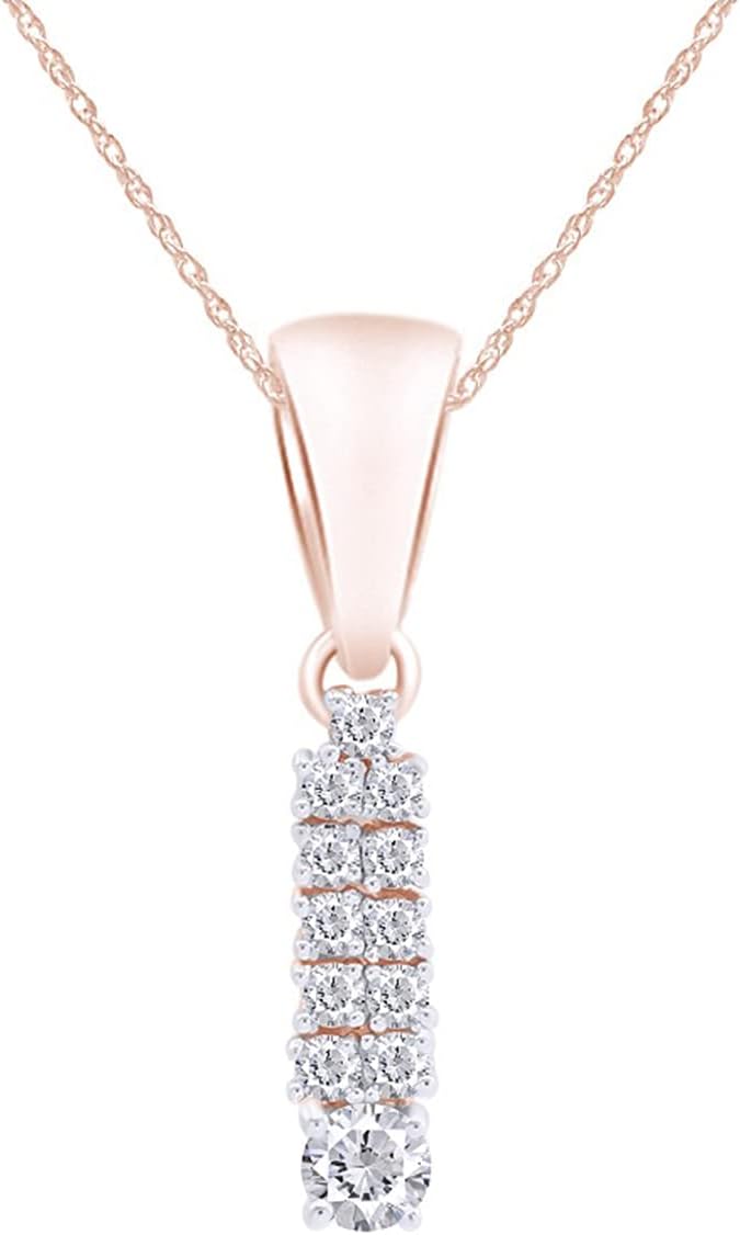 SAVEARTH DIAMONDS 1/2 Ct.t.w Journey Lab Grown Diamond Pendant Necklace In 14k Gold On An 18" Chain (0.50 Cttw, G-H Color, VS-SI Clarity)