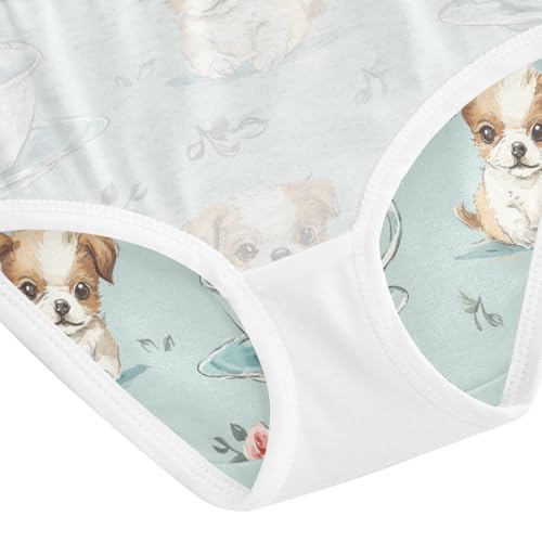 ZZKKO Teacup Puppy Dog Girls Underwear Toddler Panties for Girls Comfort Brief Size 2T-8Y4
