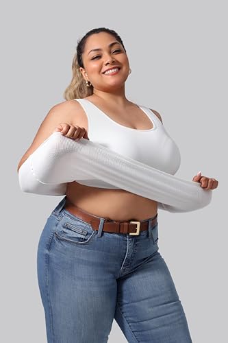 Image of Plus Size U-Back Casual Workout Tank Tops for Women with Built-in Bra, Padded Racerback Gym Athletic Yoga Tops