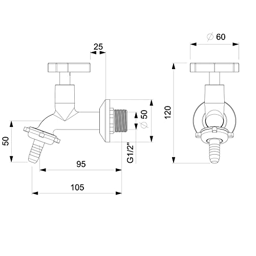 Torneira Para Tanque E Jardim De Parede Com Bico União Plástico Up - Celite