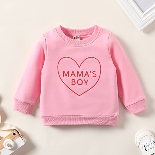 Moletom de manga comprida com estampa de amor e letras infantis para meninos e meninas, rosa, 3-4 An
