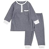 CozeeME Toddler Boys Modal Layette Henley T-Shirt and Pants Play Set Outfit Black/White Stripes 3T