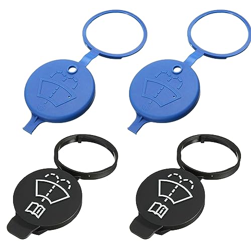 4 Piezas Tapón de Depósito, Tapa Tanque Limpiaparabrisas, para Depósitos de Limpiaparabrisas, Negro y Azul