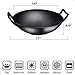BlackBruntmor 14 inch Traditional Cast Iron Wok with Large Loop handle, Suitable for Stovetop, iron bowl for cooking, Non-stick Deep fry pan, Compatible for oven and Stovetop,Black