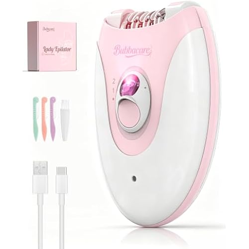 Epilator for Women - Cordless Rechargeable Facial Epilator for Hair Removal on Face, Legs, Bikini, Underarms - Electric Hair Remover with 36 Tweezers & LED Light, Gentle 2-Speed