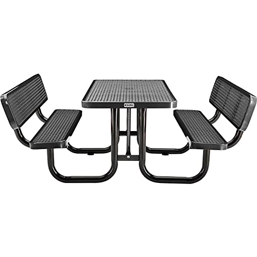 Global Industrial 6' Rectangular Outdoor Expanded Metal Picnic Table With Backrests, Black #TOP1