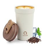SKIASE タンブラー セラミック 450ml コーヒーカップ 蓋付き 真空断熱 マグカップ 直飲み 保温保冷 ステンレス製 ハンドル付き 持ち運び 漏れ防止 洗いやすい ブラウン