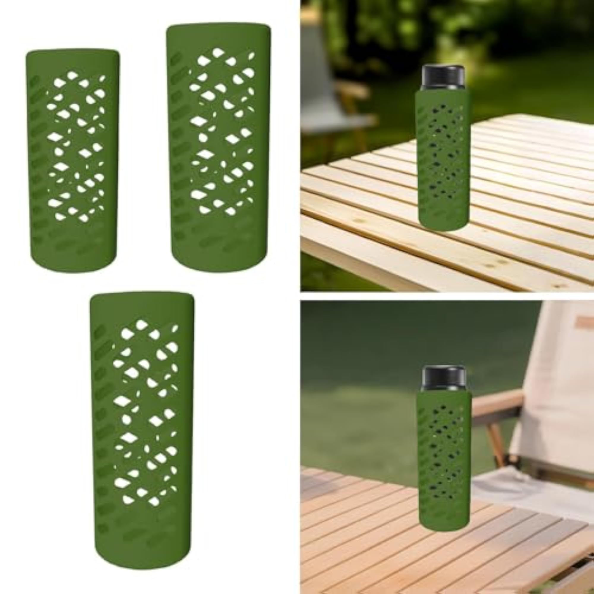 Glass Water Bottle Silicone Sleeve Protective Holder for Travel, 8x17.5cm