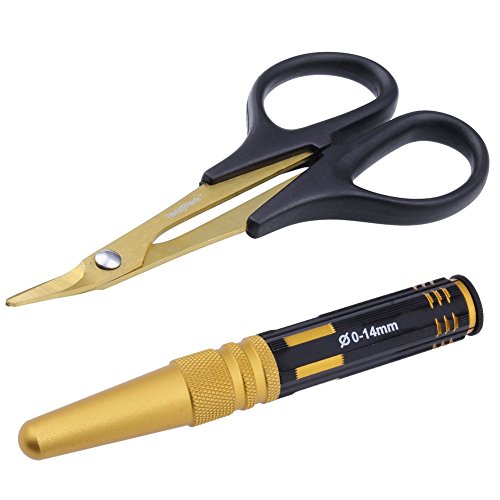 image for HobbyPark Body Reamer 0-14mm Hole Puncher w/Sleeve & Curved Scissors S