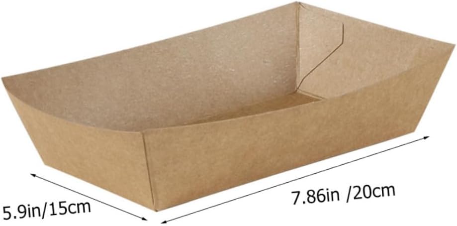 ERINGOGO 100pcs Kraft Paper Frying Food Boxes Oil-proof Disposable Fried Chicken and French Fries Takeout Snack Containers for Food Service