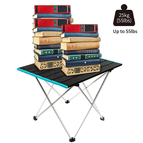 ZOMOEA Portable Folding Camping Table, Ultralight & Collapsible-22x16in, Ourdoor Camp Table for Indoor, Picnic, Beach, BBQ with Carry Bag, Aluminum Hard-Topped and Heavy Duty Hinge by ZOMOEA - Used condition - Image 7