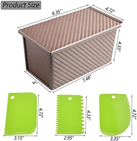 Pullman Loaf Pan with Lid, 1Pound Dough Capacity Rectangular Bread Pan, Non-Stick Long Bread Pans for Homemade Bread, 9x4inch Pullman Loaf Pan with Dough Scraper Cutter for Sandwich Bread - Thumbnail 5