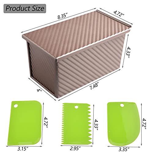 Bread Pans, Pullman Loaf Pan With Lid, Non-Stick Long Loaf Pans For Baking Bread, Aluminum Alloy Baking Bread Toast Mold With Dough Scraper Cutter #TOP1