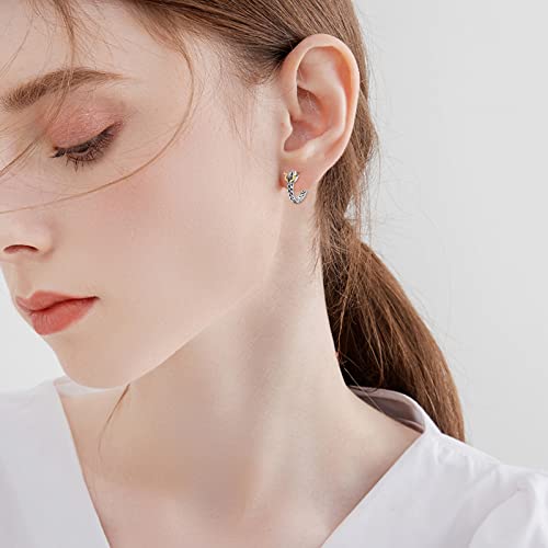 POPLYKE Dragon Hoop Earrings 925 Sterling Silver Small Vintage Gothic Punk Rock Hoop Earrings Men - Thumbnail 2
