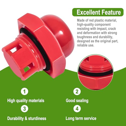 514009761 547961 Oil Fill Cap with O-Ring Seal Replacement for Cat Pumps Pressure Washer Cap 2SF 2DX 3DX 3SP Serious Models Red