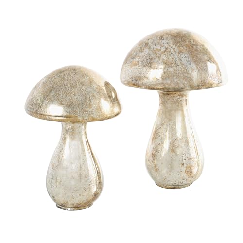 Deco 79 Glass Mushroom Handmade Decorative Sculpture Glossy Weathered Home Decor Statues, Set of 2 Accent Figurines 12", 10"H, Champagne by Deco 79 - Image 8