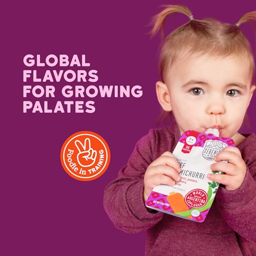 Image of Serenity Kids 7+ Months World Explorers Baby Food Pouches Puree Made With Ethically Sourced Meats & Organic Veggies | 3.5 Ounce BPA-Free Pouch | Beef Chimichurri | 1 Count