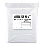 Yuxh 3D Mattress Plastic Bag for Moving and Storage,2 Mil,Clear 2 Pack,Queen 95"X60"X14"