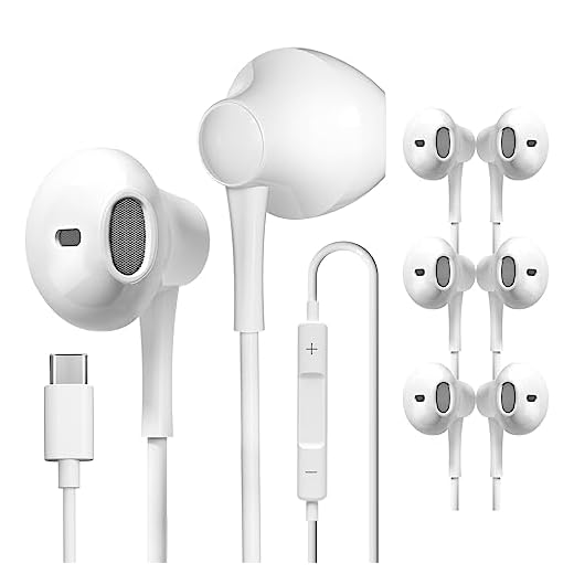 USB C Headphones Pack of 4, Type C Wired Earphones with Microphone for Samsung S21 S22 Ultra 5G, Bass Stereo Earbuds for Galaxy Z Flip, iPad Pro, Pixel, OnePlus and Most USB-C Android Phone