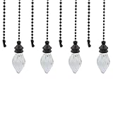 Savagrow 4Pcs Clear Ceiling Fan Pull Chains Glass Ceiling Fan Light Chain - Clear