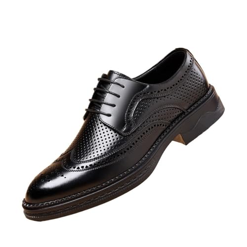 Men's Leather Shoes Summer Business Men's Shoes Breathable Soft Sole Shoes Oxfords(Brown,7)2