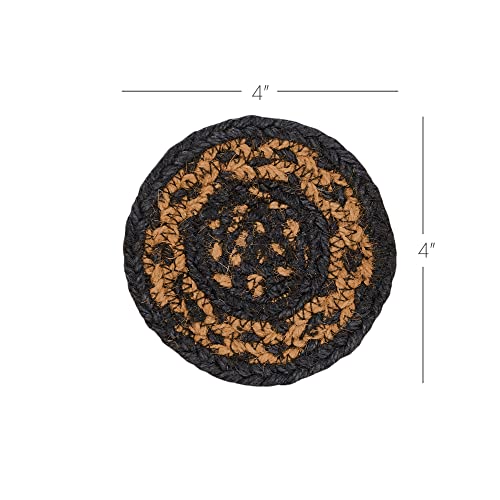 VHC-Brands-Black-Tan-Woven-Natural-Jute-Coaster-Set-of-6 VHC Brands Black Tan Woven Natural Jute Coaster Set of 6