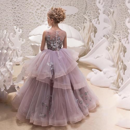 Flower Girl Dress for Wedding Tulle Pageant Dresses for Girls Tiered First Communion Dress for Girls Ball Gown3