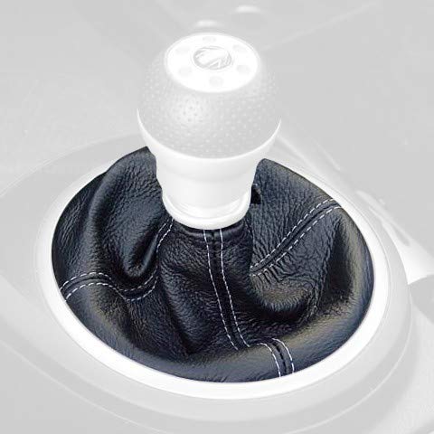 RedlineGoods Shift Boot - 5-SPD Compatible with Hyundai Tiburon 2003-08. Tailor Made - not Universal. Genuine top-Grade Italian Black Suede (Alcantara) with Blue Thread