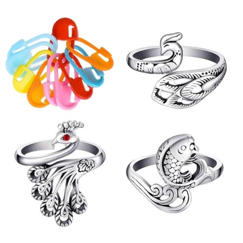 Crochet Loop Rings Open Finger Holder Rings with Stiching Marker