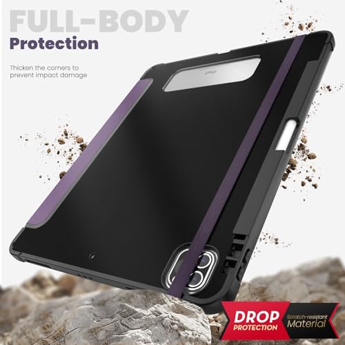 Tablet PC Torba Case Torleves Twarde etui na tablet z teksturą włókna węglowego, składane na trzy części, kompatybilne z iPadem Pro 12,9 cala (2018/2020/2021/2022), z wieloma kątami widzenia, twardą o