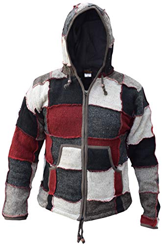 Gheri Men's Natural Woolen Elf Wizard Pixie Patch Festival Hoodie Jacket Red Grey X-Large #TOP2