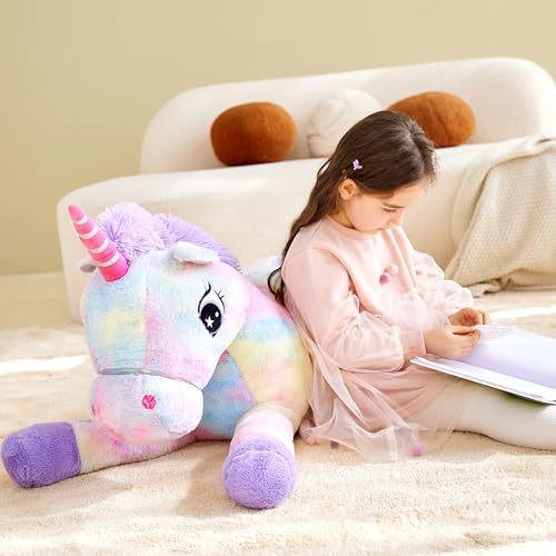 Image of IKASA Large Unicorn Soft Toy Giant Cuddly Toy, 110 cm Large Plush Toy, Huge Fluffy Soft Jumbo Plush Toy, Gift for Children