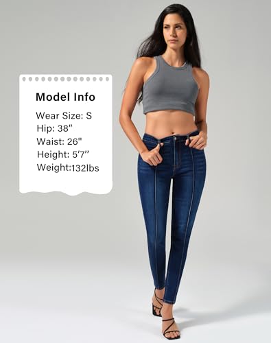 roswear Skinny Jeans for Women High Waisted Stretchy Front Seam Vintage Denim Pants4