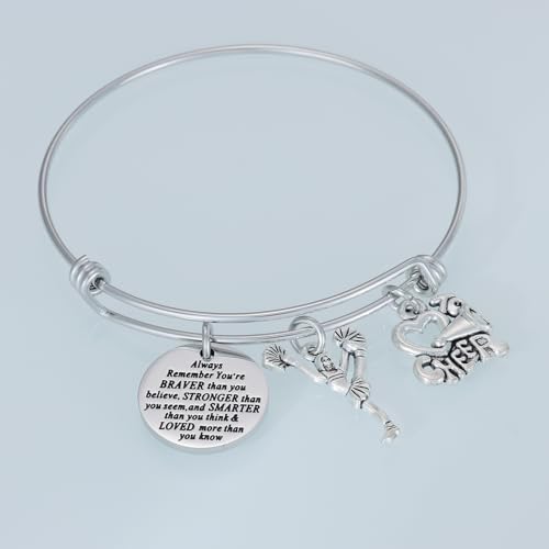 HUTIMY Cheer Bracelet Girls Cheerleader Charm Inspire Bangle, Cheer Jewelry, Gift for Cheerleaders & Teams4