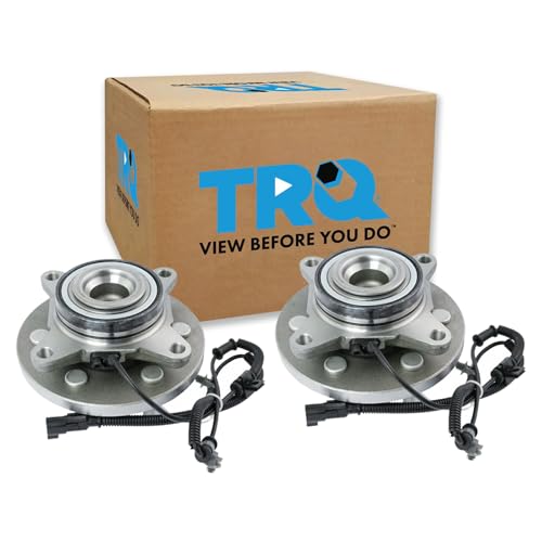 Image of TRQ Front Driver and Passenger Side Wheel Bearing and Hub Assembly Set 2 Piece Compatible with 2015-2017 Ford Expedition RWD 2015-2017 Lincoln Navigator RWD