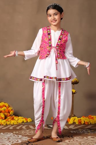 Image of Fashion Dream Girls Cotton Blend Printed Crop Top and Dhoti Set |Kids Ethnic Set |Suit for girls