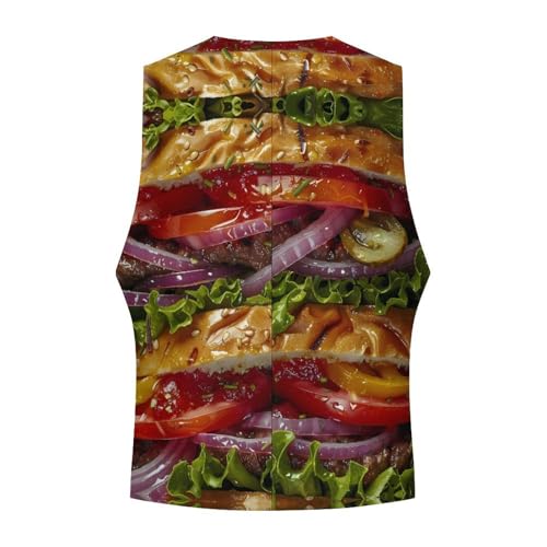 Hamburger Novelty Men's Suit Vest Casual Formal Dress Vests Business Waistcoat4