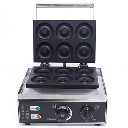 1550W Donut Maker, Mini-Donut-Maker für 6 Donuts, 50–300 °C，Antihaftbeschichtung, Automatische Temperaturregelung, BPA-frei | 33 x 27 x 23 cm |