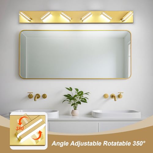 Image of Modern LED Gold Acrylic Bathroom Lights Fixtures 6-Light