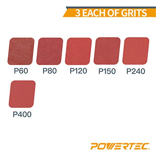 Powertec 110118 4 X 36 Inch Sanding Belts | Aluminum Oxide Sanding Belt Assortment, 3 Each Of 60 80 120 150 240 400 Grits | Premium Sandpaper For Belt Disc Sander – 18 Pack #TOP1