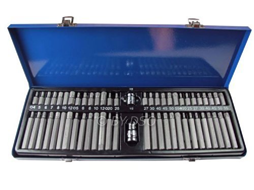 US PRO Quality 58 pc Hex Spline Torx and Security Torx Bit Set in Metal Case B1362, Variety Pack
