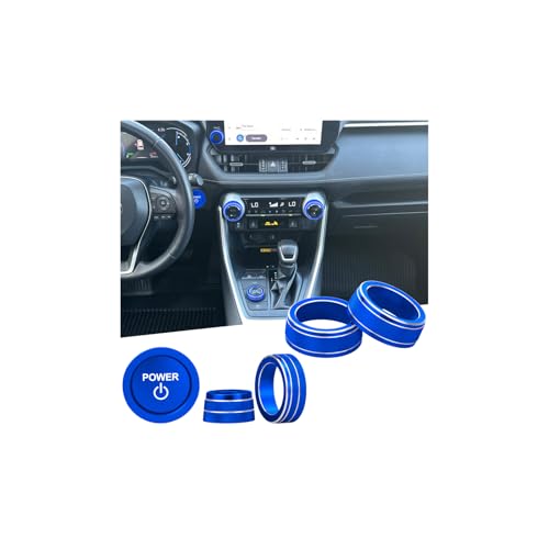 Image of for Toyota RAV4 /RAV4 Hybrid 2023 2024 2025 air Conditioning knob Cover, Start Button Cover Decorative Ring, Volume, Aluminum Alloy Decoration (RAV4 Hybrid, Blue)